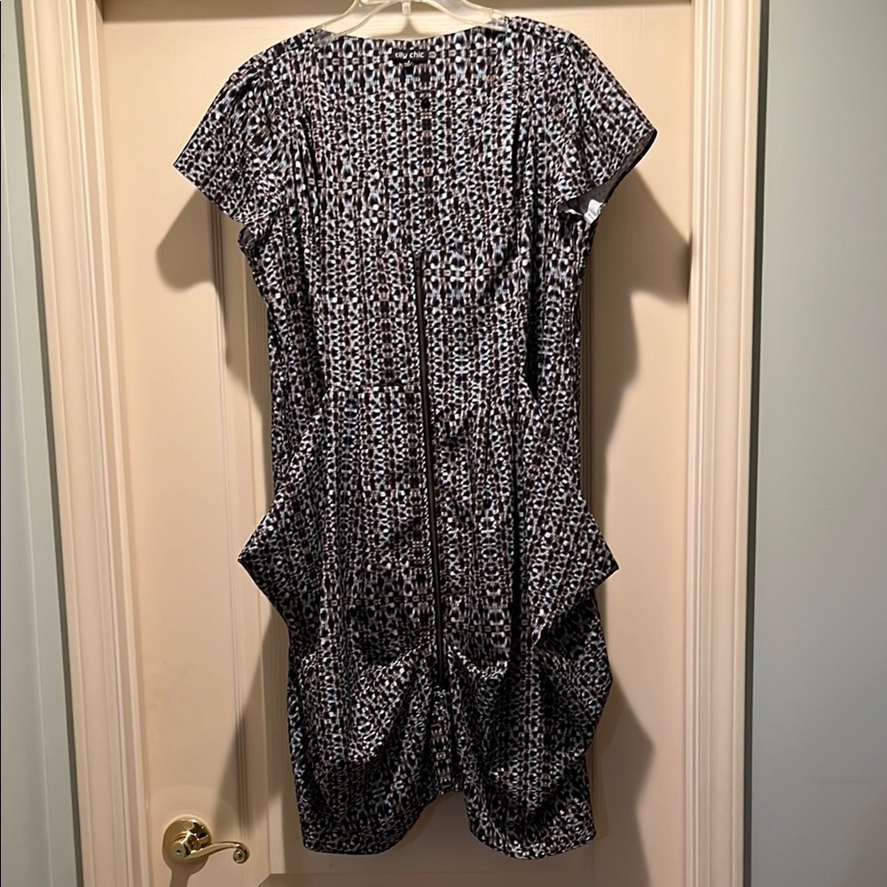 City Chic Blue Peplum Short Sleeve Dress